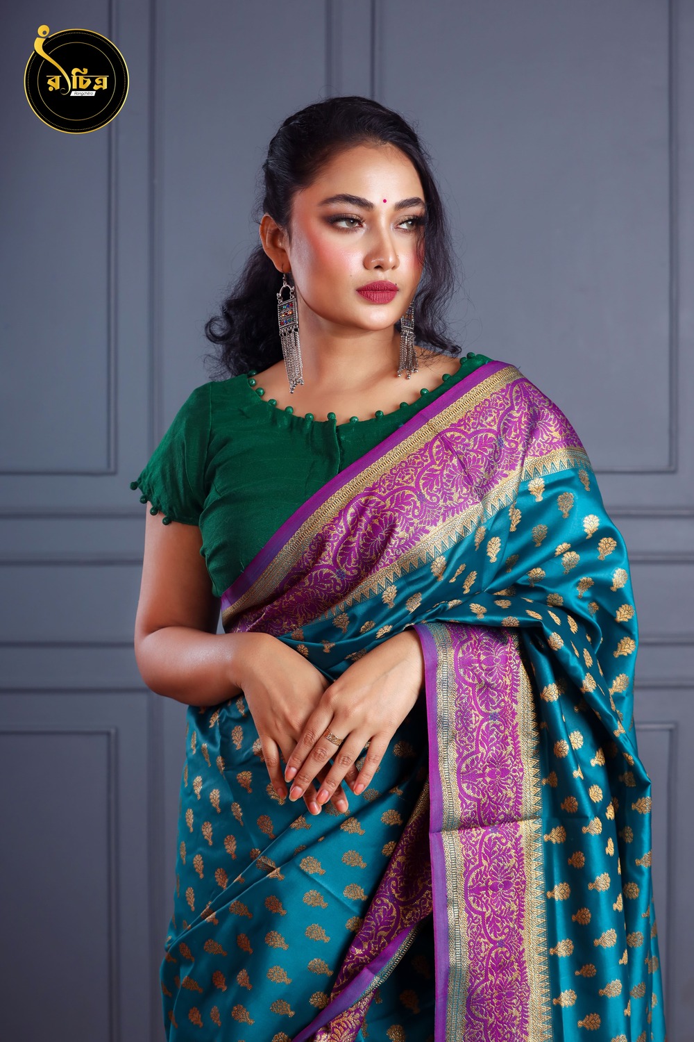 এক্সক্লুসিভ কাতান শাড়ি (পাতা)
